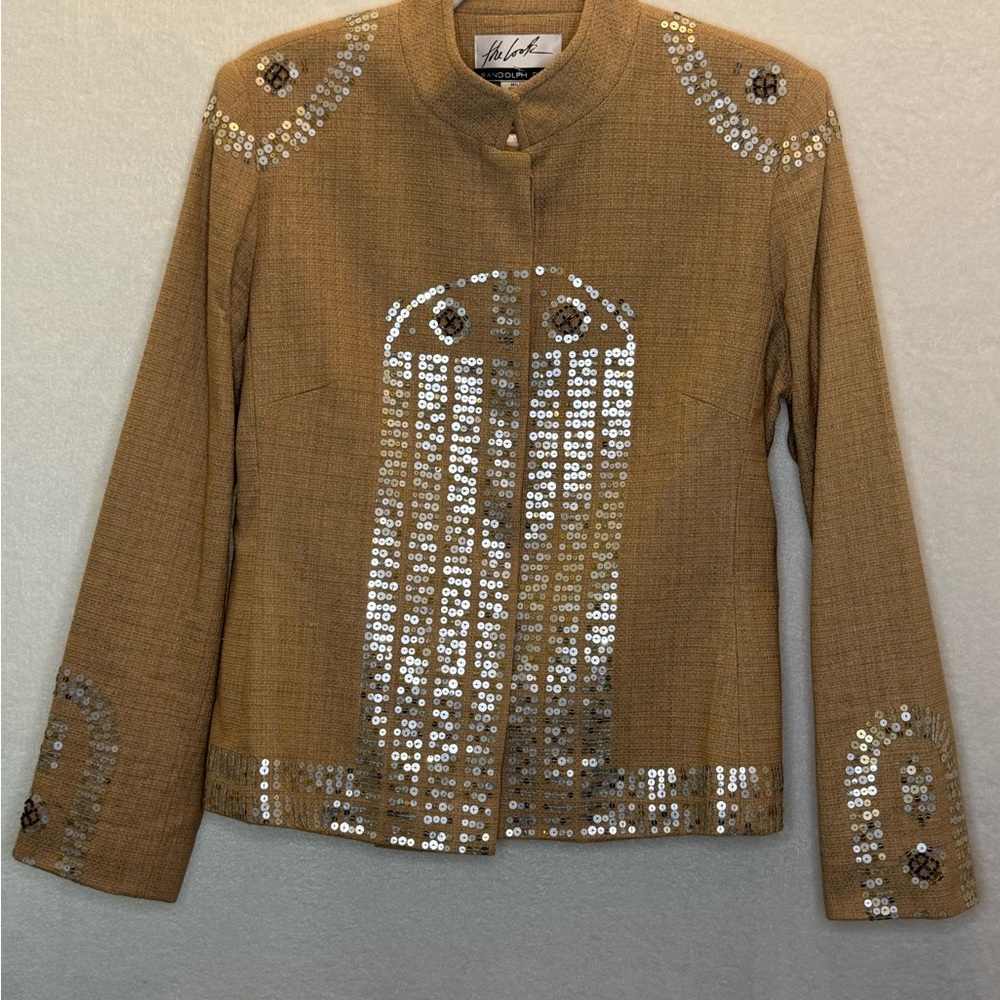 Spring Randolph Duke Silk Sequin Jacket Sz 12 Classic Quiet Luxury Sophisticated
